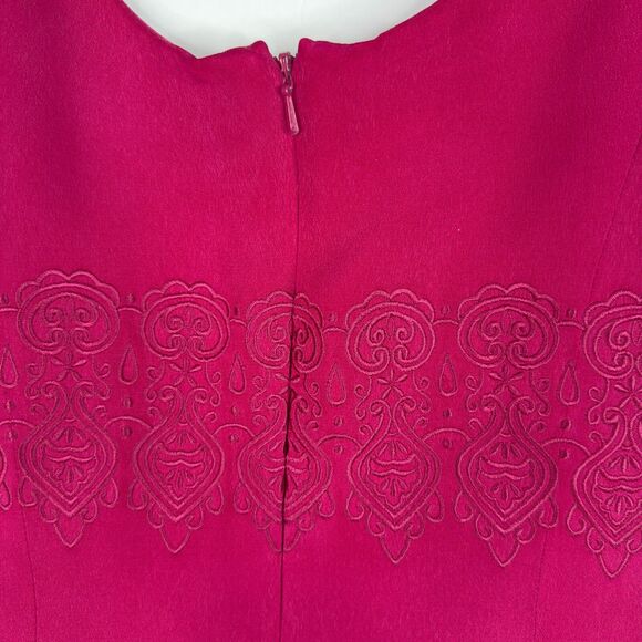 Vintage Talbots Petites Pink Midi Dress Sz 8P Embroidered Waist Elegant - Picture 9 of 13